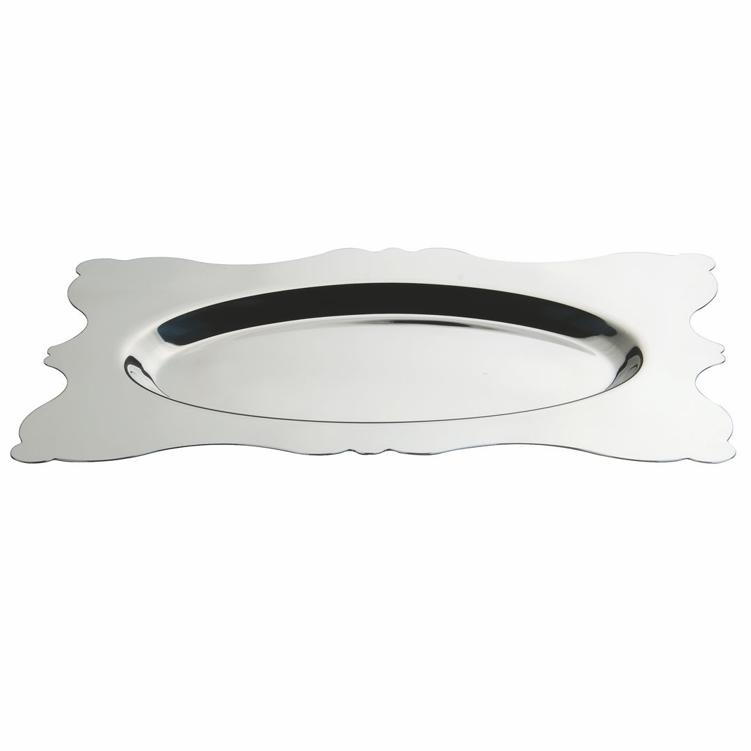 Rectangular Tray With Oval Center; Pewter 22" X 15-3/4"