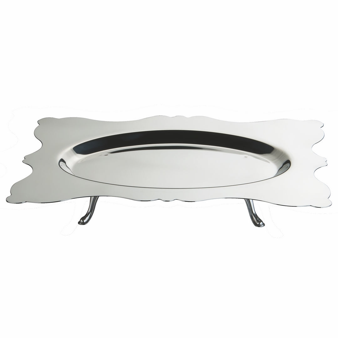 Rectangular Tray - Oval Center With Feet; Pewter 18-1/2" X 13-3/8"