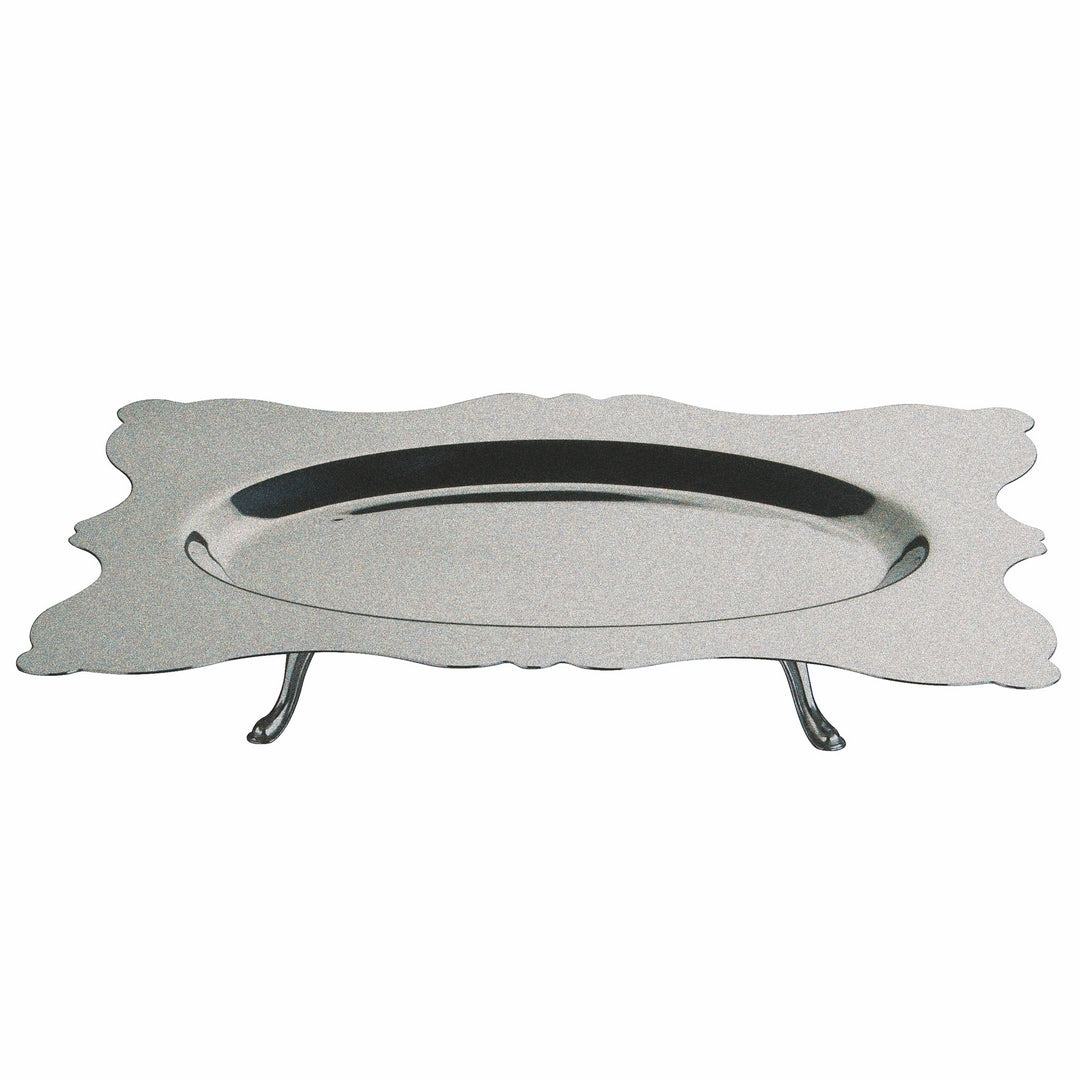 Rectangular Tray - Oval Center With Feet; Pewter 22" X 15-3/4"