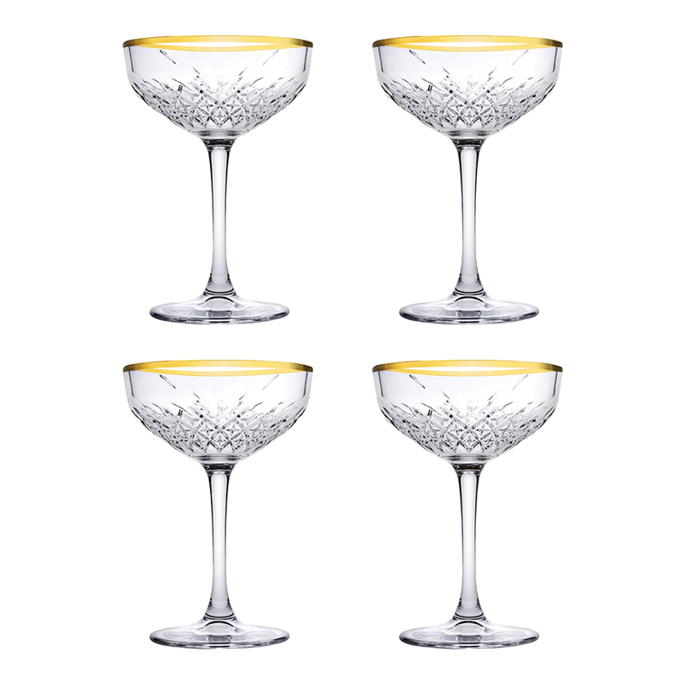 pasabahce-champagnecoupe-timeless-25-5-cl-transparant-goud-4-stuks_