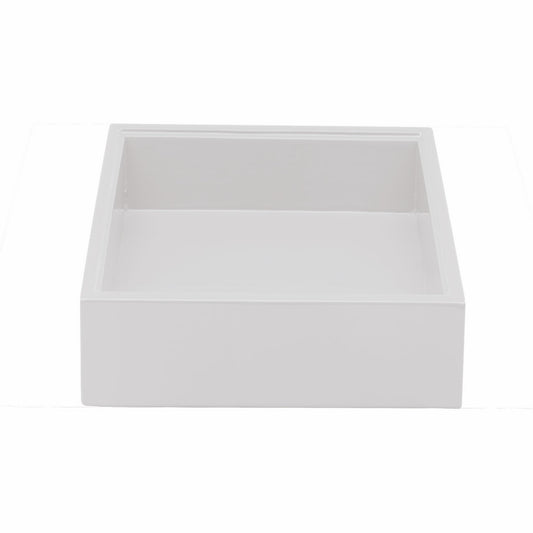 Wenge Wood Finish Square Basket;  L: 6" W: 6" Lacquered White