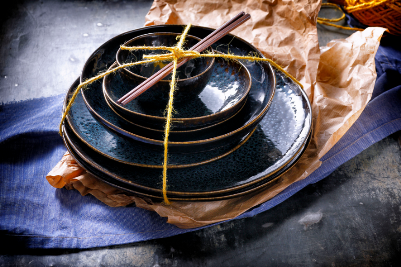 Тарелка Palmer глубокая Эксцентричная 22 см Керамическая синяя 