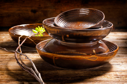 Palmer Bord diep coupe Metallic 26 cm Stoneware Bruin 