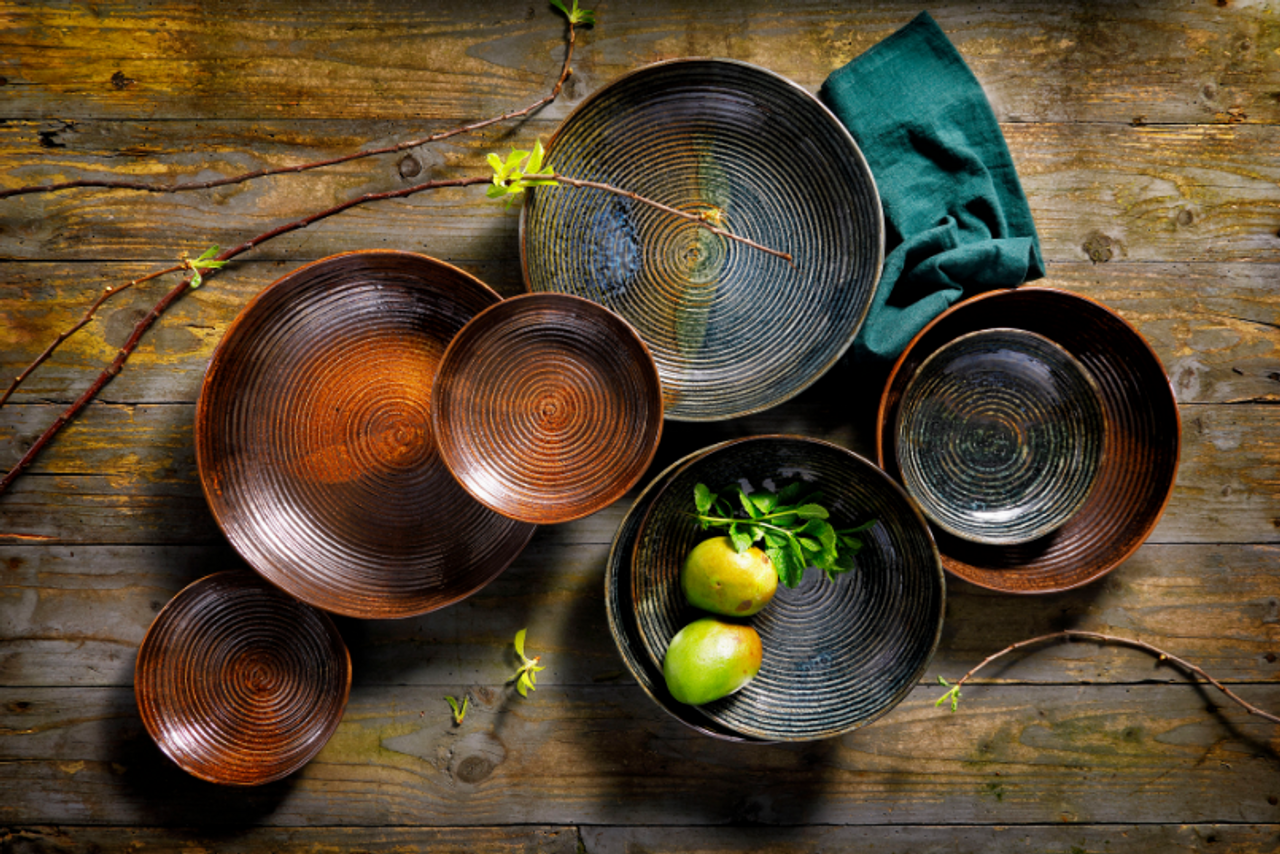 Palmer Bord diep coupe Metallic 26 cm Stoneware Bruin 