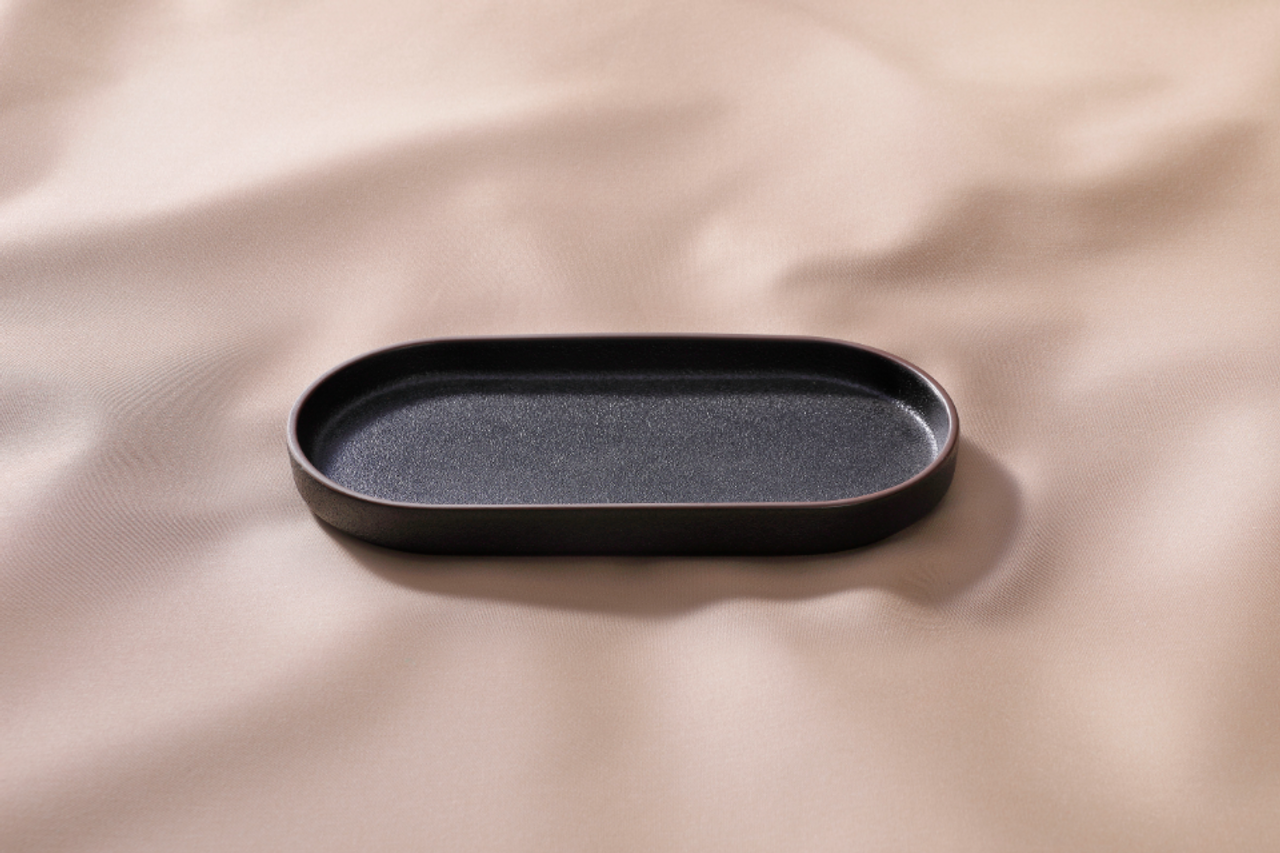 Маастрихтская фарфоровая тарелка Овальная Cafe Noir 22 x 11 см Черный 