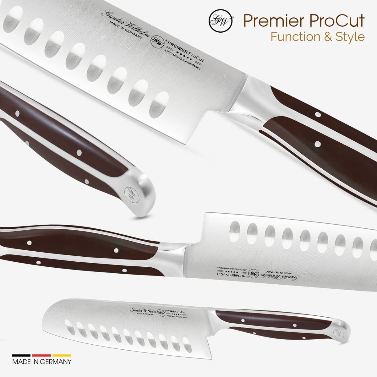 Gunter Wilhelm Thunder Santoku Knife, 5 Inch | Dark Brown ABS Handle SKU: 30-317-0405