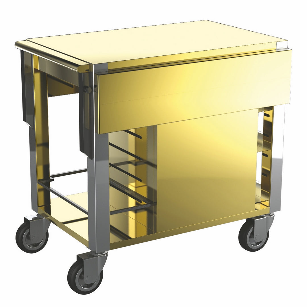 Trolley "Miami Chic", Glossy, Lacquered Laminated Panel With S/S Legs, Walnut Including Hot Box L: 31-1/2" W: 35-7/8" H: 32-1/4"