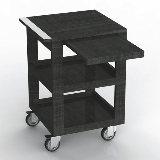 Trolley "Reno" - Three Shelves + Slide Out Shelf - Laminated Panel 19-3/4" X 19-3/4" H: 33-1/2"