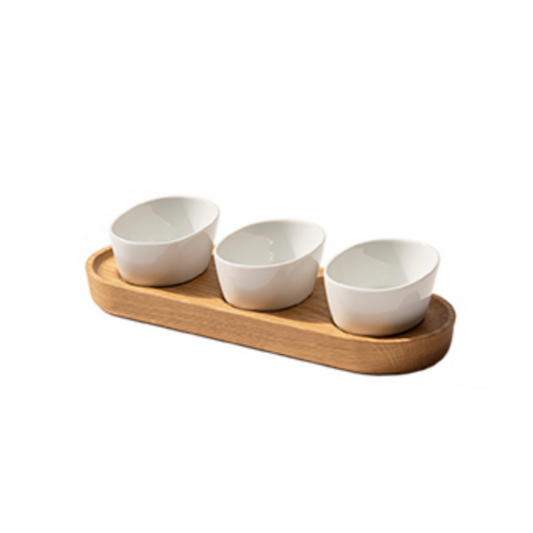 Oak Porcelain condiment set